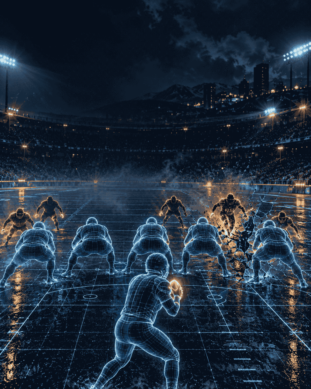 Original comic-style football artwork