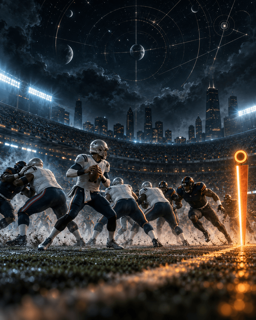 Original comic-style football artwork