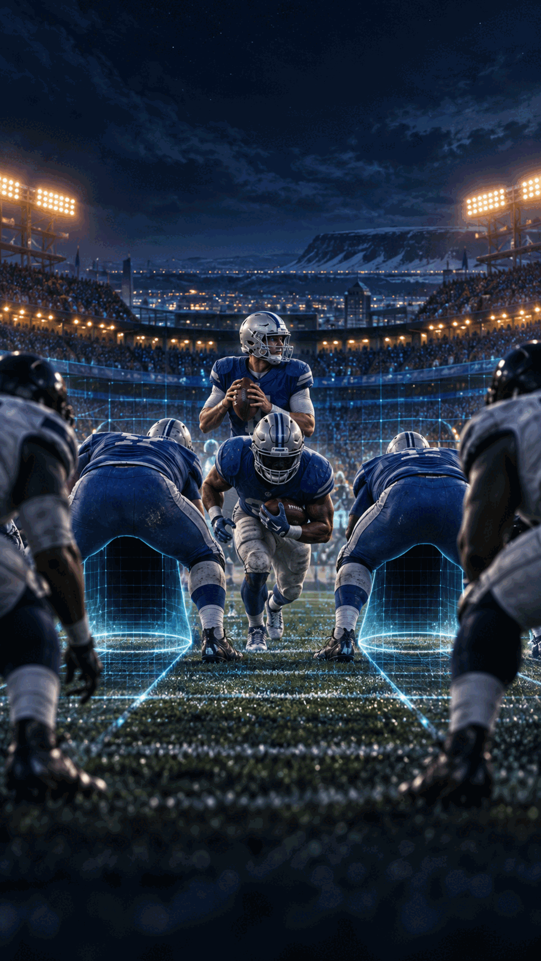 Original logo-free comic football illustration; illustrative, not a photograph of an actual player
